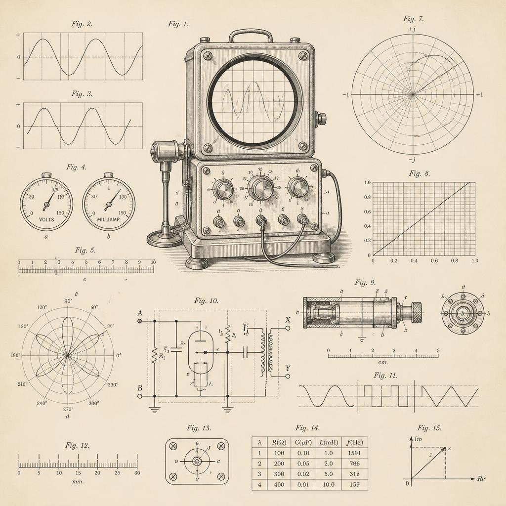 Plate I — sample failure report including oscilloscope traces, polar drift plot, calibration grid, and causal attribution table